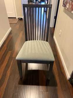 6 Dark Wood Dining Chair with Upholstered Seat