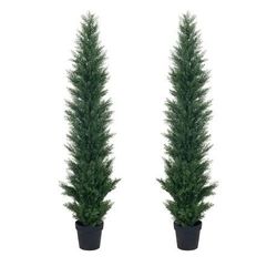 2 Packs 5ft Artificial Cedar Topiary Trees - Fake Boxwood Topiary Cypress Trees Potted Plants, Artificial Plants Shrubs for Home Indoor Outdoor Garden