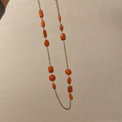 Gold Necklace With Orange