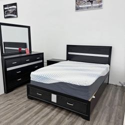 et a Full or Queen Size Bed With Storage, Dresser & Mirror and Night Stand  — all for just $988!