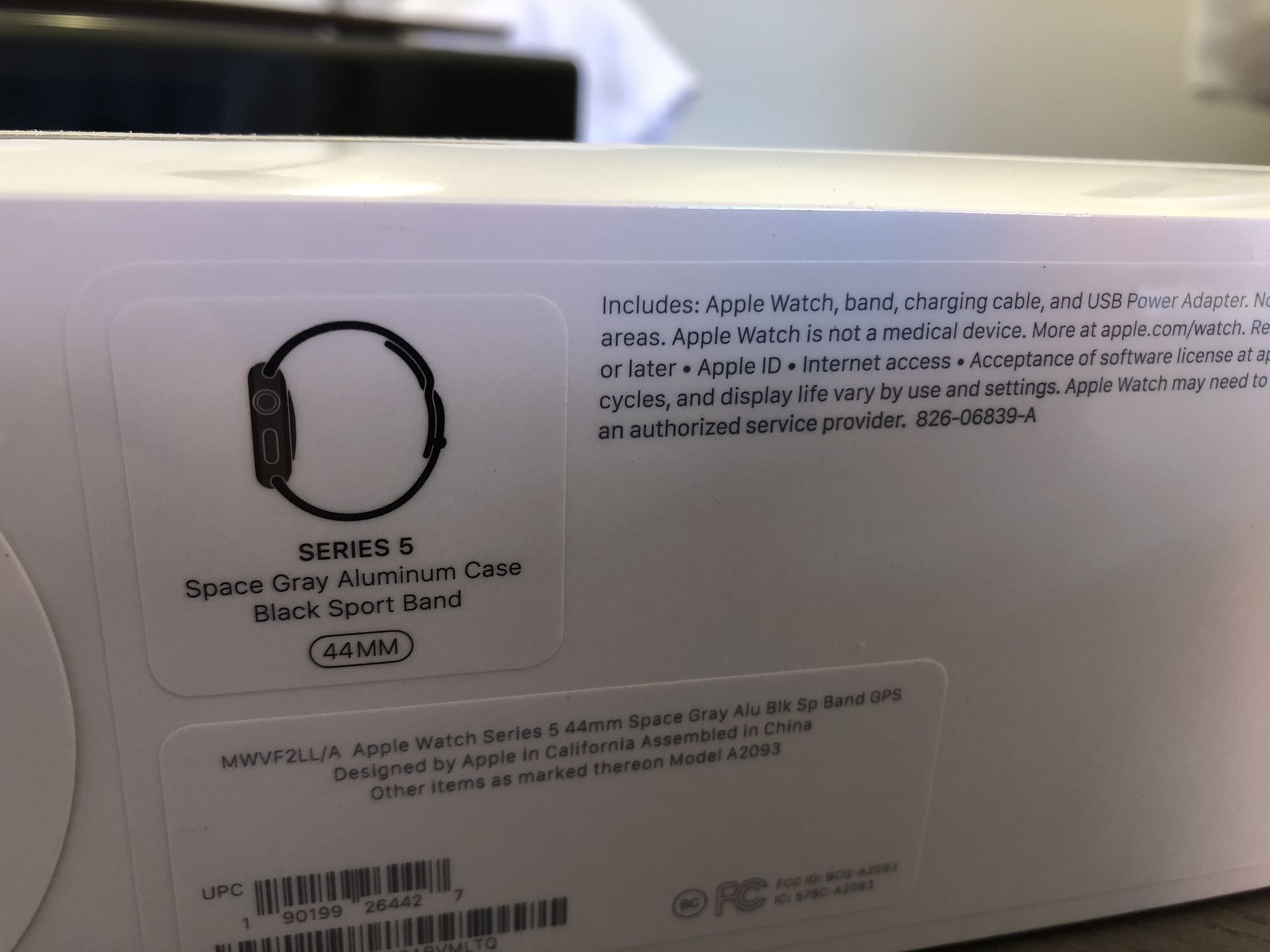 Factory Sealed Apple Watch Series 5 44mm (Space Gray) (Aluminum, Black Sport Band)