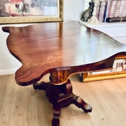 American Empire card table by Meeks & Sons in mahogany with pivot, fold-over top opening to square!