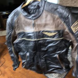 Xl Harley Davidson Leather Jacket Coat   (rare) 