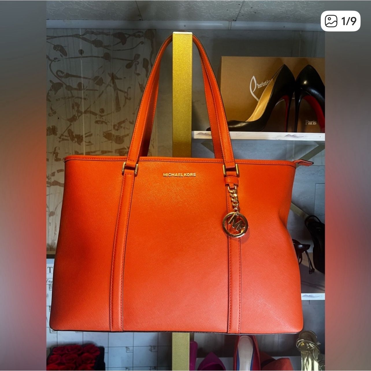 BRAND NEW Michael Kors Orange Leather Sady Tote