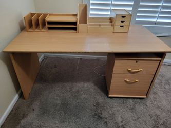 Desk with filing cabinet