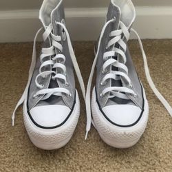 Size 6 Platform Chuck Taylors w/ Stitched Smiley Faces – $65