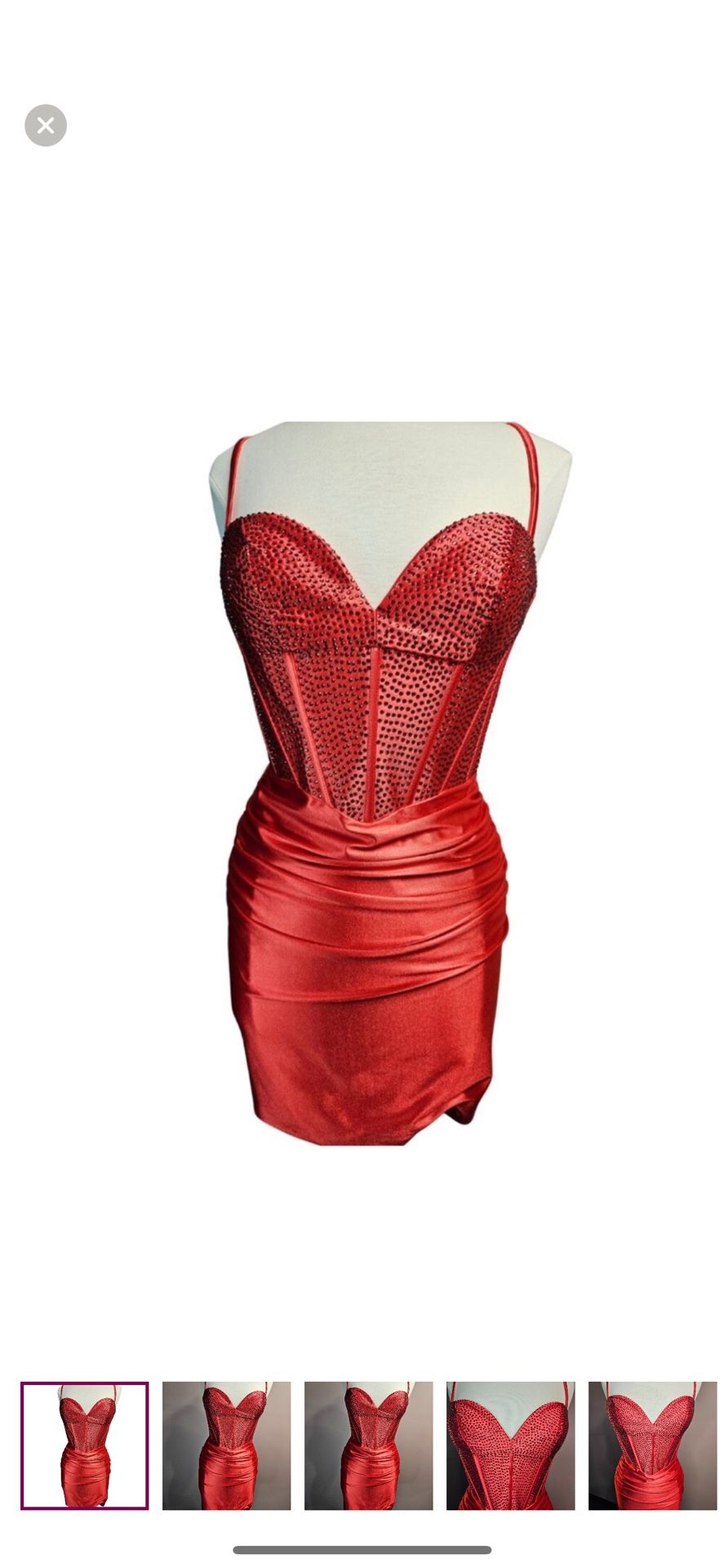 Stella Couture RED Gemstone Corset Top Mini Dress