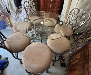 Glass Table And High Top Chairs