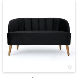 Modern Black Velvet Couch 