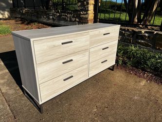 6-Drawer Double Dresser Light Wood Finish
