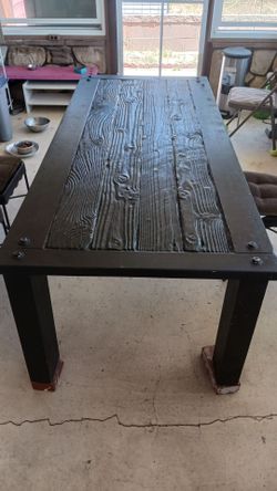 Rustic Industrial Wood Dining Table / Desk - Black / Dark Stain