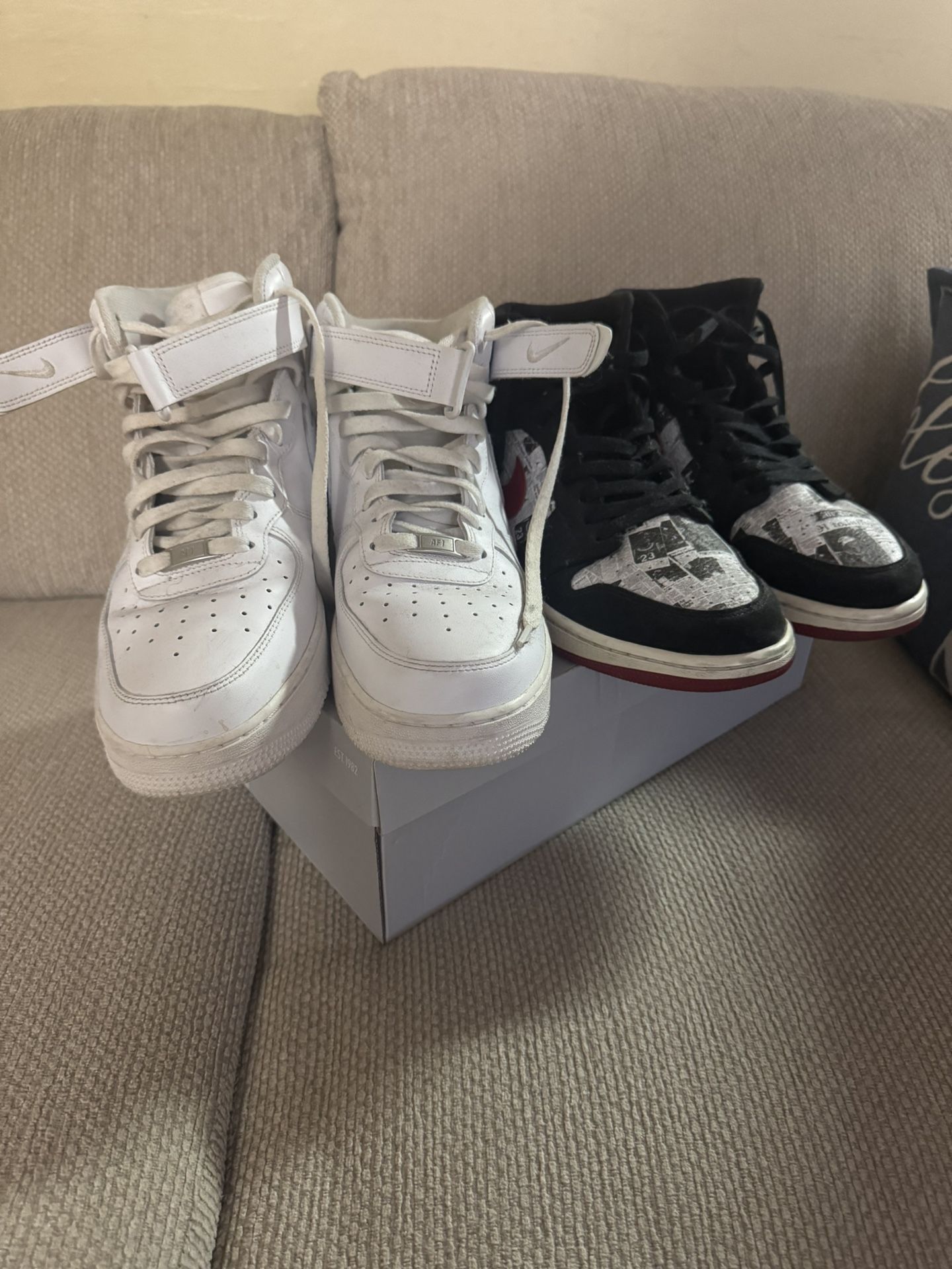Air Jordan 1 News Paper And Air Force 1 Mid Top