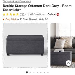 Storage Ottoman Dark Gray Home Office Furniture New