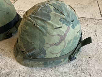 Pair of vintage M1 helmet helmets Vietnam military Genuine would Trade for Militaria memorabilia 