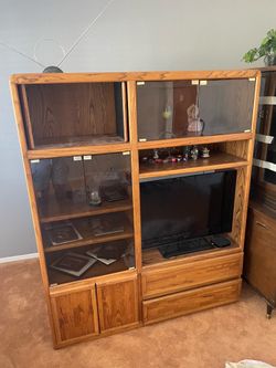 Wood and Glass Entertainment Center