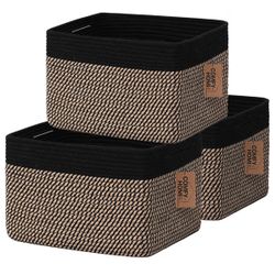 3PACK Cotton Rope Square Basket with Handles for Shelves|Dog Toy Bin and Storage|Baby Gift|Shoe Organizer|New 13.5" x 11" x 9.5" for Living Room