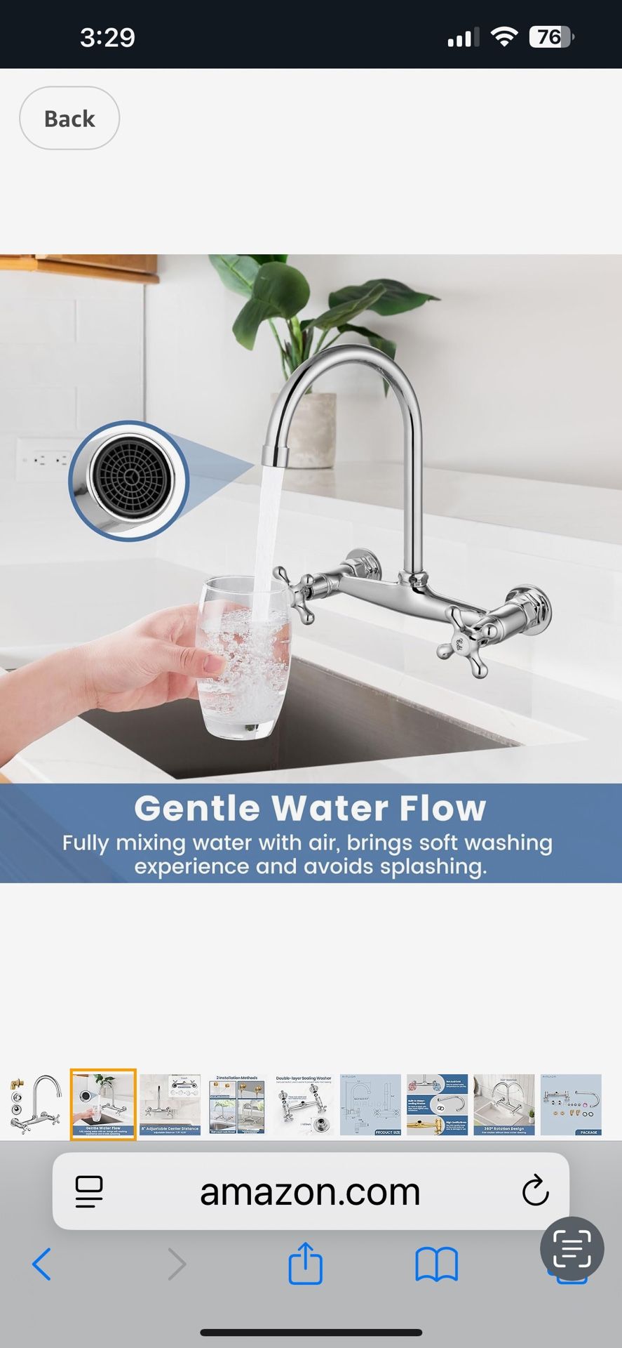 Wall Mount Kitchen Faucet, Wall Mounted Commercial Sink 8 Inches Chrome And Bronze A12 ch $40