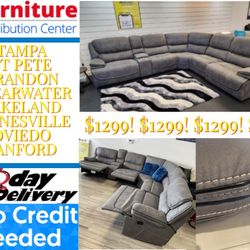 Beautiful Gray Reclining Sectional Only $1299