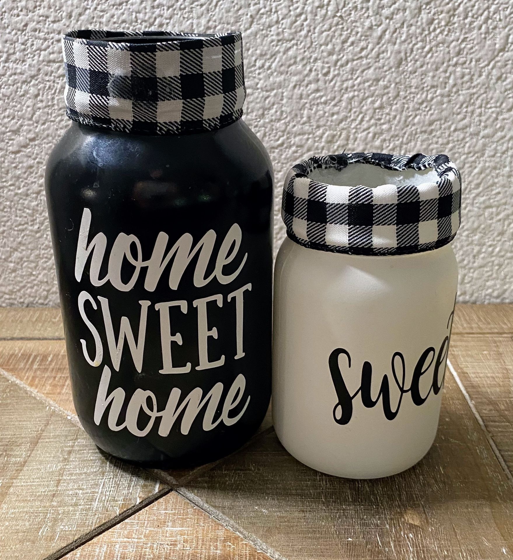 2 Farmhouse Glass Homemade Vases/Jars