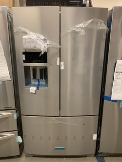 Brand new KitchenAid 36in. Printshield stainless french doors refrigerator with warranty
