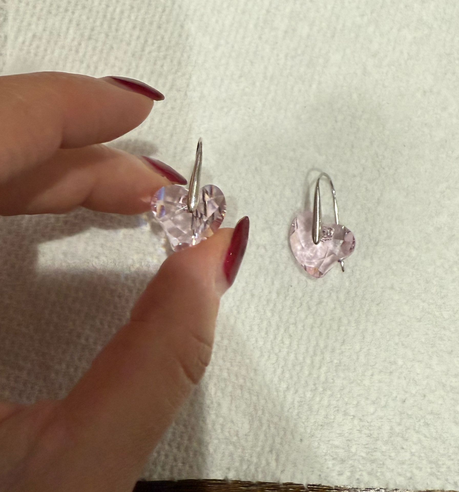 Swarovski Elegant Pink Heart and silver Earrings
