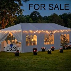 10x30 Outdoor Canopy Tent with 8 Removable Sidewalls, Waterproof Party Tent Gazebo, Outdoor Canopy for Parties, Weddings & Gatherings, White