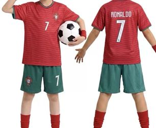 Youth Sizes/ Ronaldo 7 Portugal 2026 Home Jersey Set size 16-28