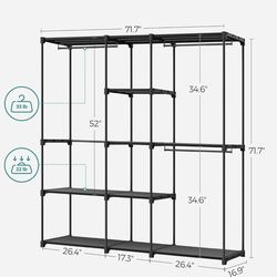 SONGMICS Portable Closet Freestanding Organizer Clothes Rack w/ Shelves - Black