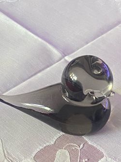 Smoky Gray Art Glass Bird Figurine