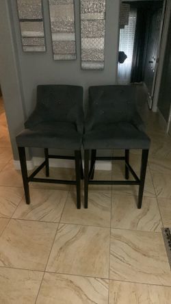 Set of 2 Gray Upholstered  counter chairs