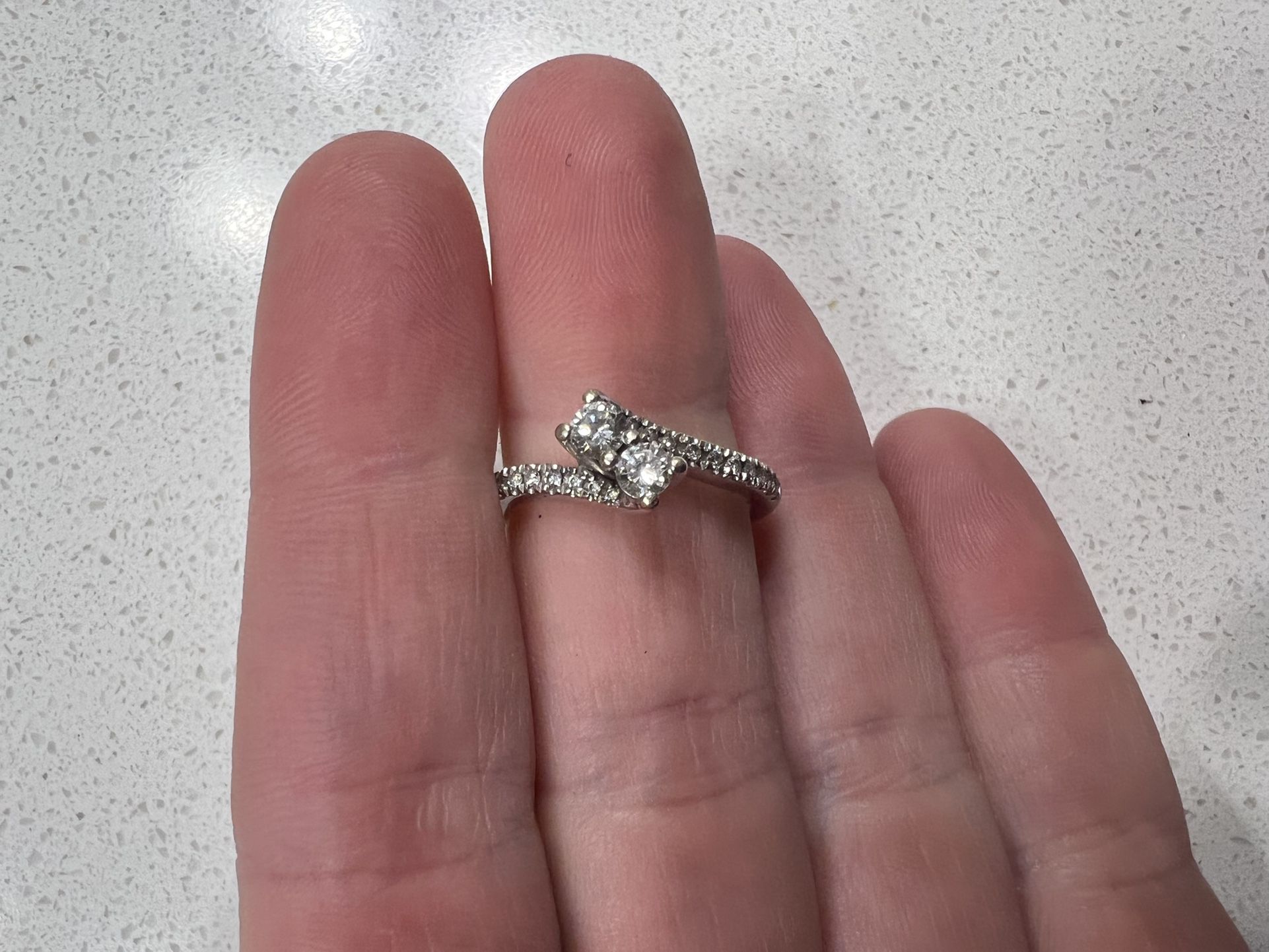 14k white gold  3 Tier Diamond Ring - Engagement Ring