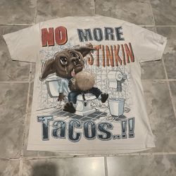 Vintage 90s Y2K No More Stinkin Tacos Tijuana Baja Mexico AOP T-Shirt SZ L