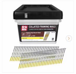 2-3/8 in. x 0.113 in. 21° Plastic Collated Bright Coated Smooth Shank Nails 1000 per Box