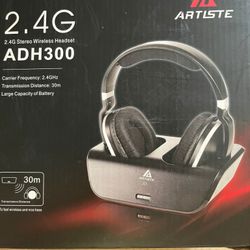 Artiste ADH300 2.4 GHz RF Stereo Wireless Headphones for TV Viewing Privacy NEW