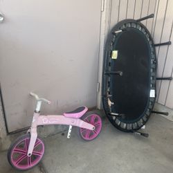 Balance Bike And Small Trampoline