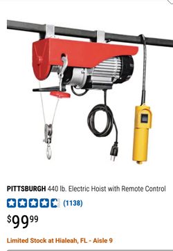 Pittsburg electric hoist w/ remote