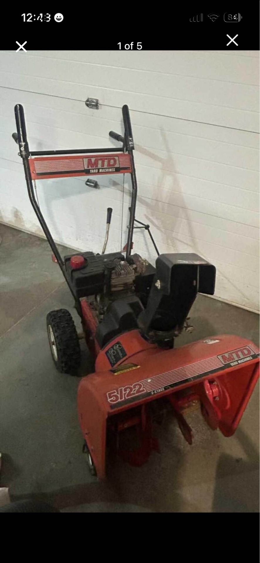 MTD Yard Machines 5/22 two-stage snow blower see description