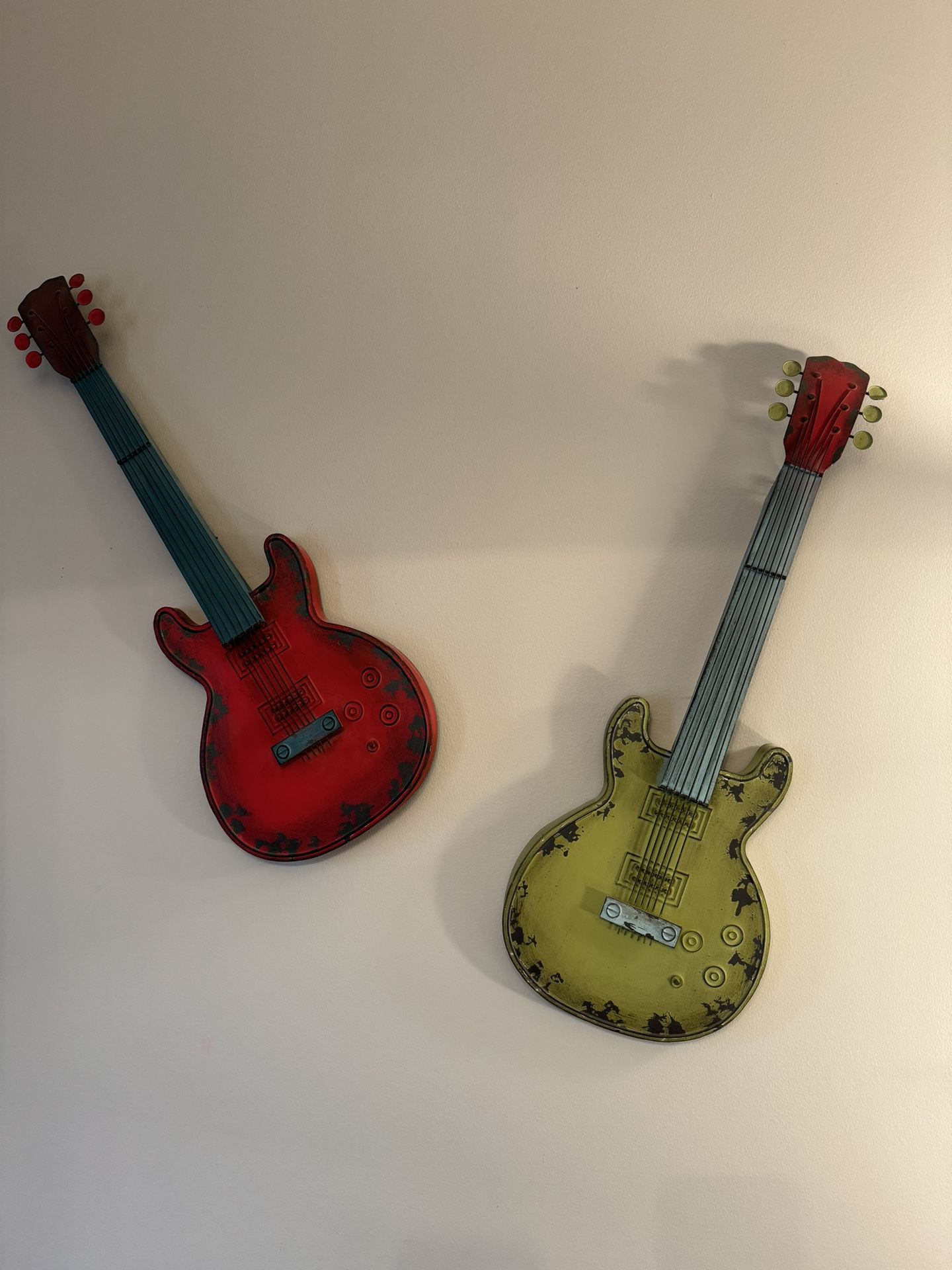 Decorative Guitars Red And Green 