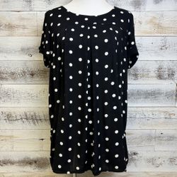 Anthropologie Holding Horses Black White Polka Dot Dress Size S Pleated Pockets