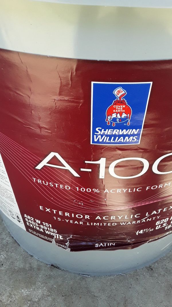 5 gallons A100 exterior latex paint satin color is sherwin Williams