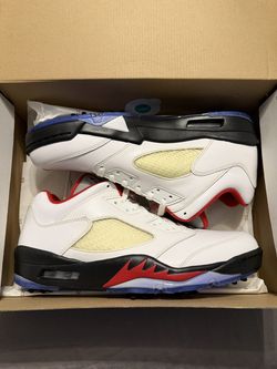 Air Jordan 5 Low Golf 'White Fire Red' Silver Tongue (2020) sz 11.5 NIB