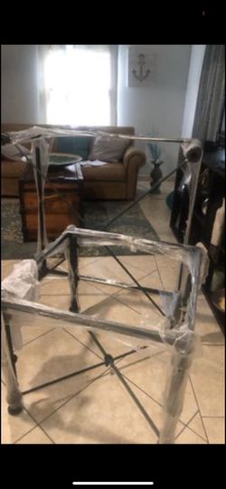 Metal Table With Glass 