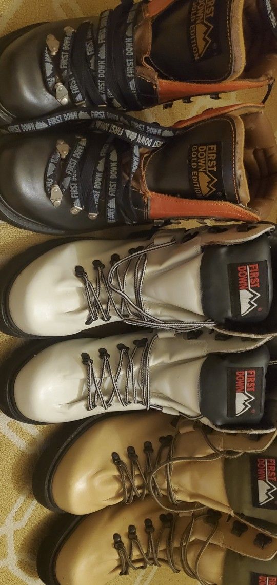 3 PAIRS OF RARE FIRST DOWN BOOTS SIZES 10 1/2M EXCELLENT CONDITION $85 APAIR
