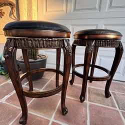 Hillsdale Leather Wooden Bar Stools Set