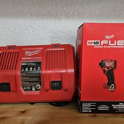 New Milwaukee M18 Impact Driver And Dual Bay Rapid Charger 