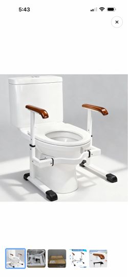 Toilet Safety Rails for Elderly with Solid Wood Handles