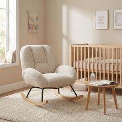 Homy Casa Lithops Corduroy Rocking Chair Modern Fabric Accent Chair