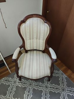 Victorian Style Carved Wood Parlor Armchair and Chair