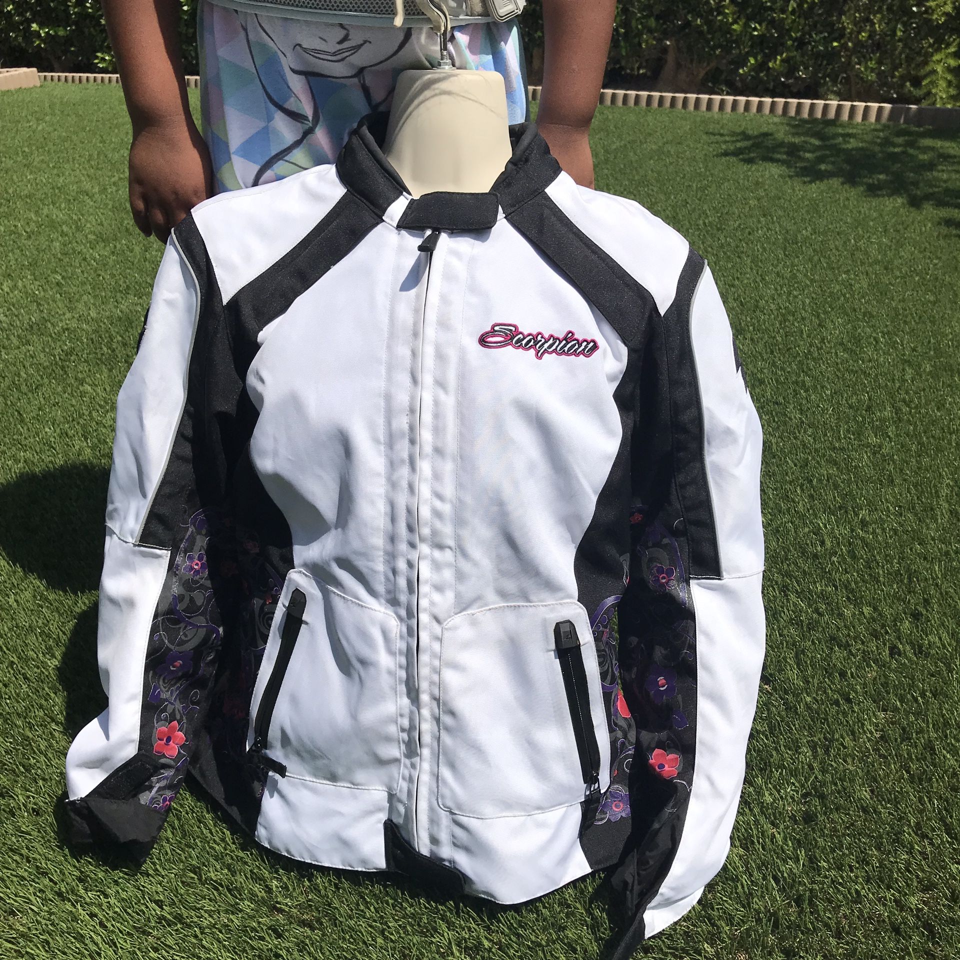 Scorpion Dahlia II 2 White Small Textile Motorcycle Womens Jacket- MED