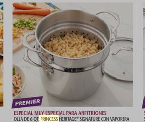 Olla de 6qt princess heritage signature con vaporera.